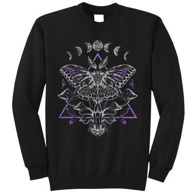 Mysterious Moth With Moon Crescent Gothic Moth Sweatshirt