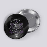Mysterious Moth With Moon Crescent Gothic Moth Button