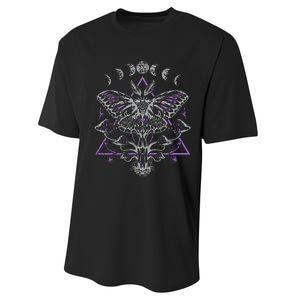 Mysterious Moth With Moon Crescent Gothic Moth Performance Sprint T-Shirt