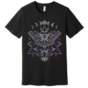 Mysterious Moth With Moon Crescent Gothic Moth Premium T-Shirt