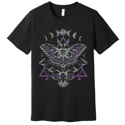 Mysterious Moth With Moon Crescent Gothic Moth Premium T-Shirt