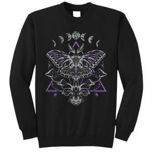 Mysterious Moth With Moon Crescent Gothic Moth Tall Sweatshirt