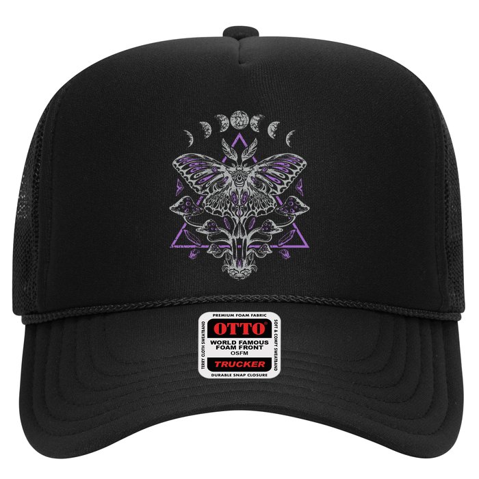 Mysterious Moth With Moon Crescent Gothic Moth Trucker Hat