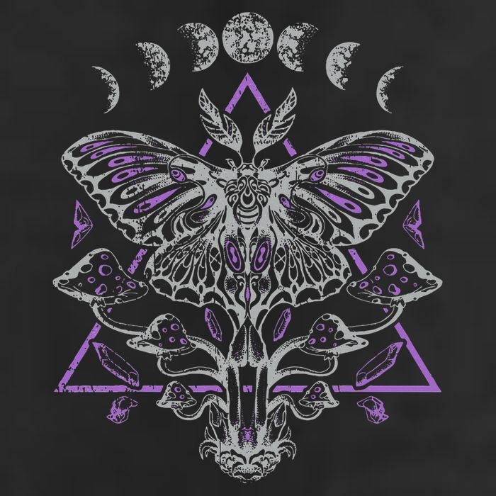Mysterious Moth With Moon Crescent Gothic Moth Trucker Hat
