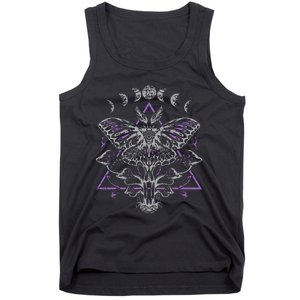 Mysterious Moth With Moon Crescent Gothic Moth Tank Top