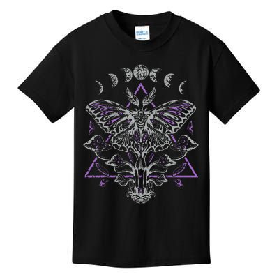 Mysterious Moth With Moon Crescent Gothic Moth Kids T-Shirt