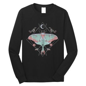 Mysterious Moths With Moon Crescent Gothic Moth Long Sleeve Shirt