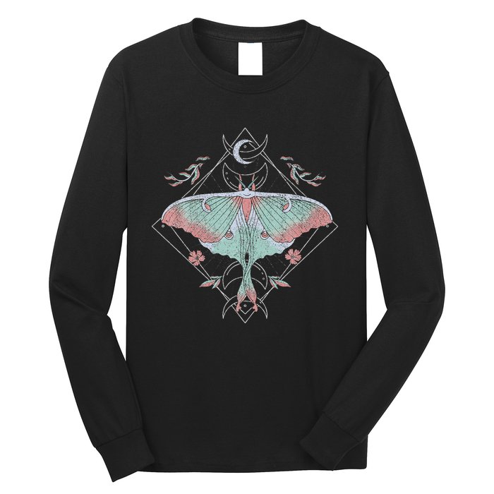 Mysterious Moths With Moon Crescent Gothic Moth Long Sleeve Shirt