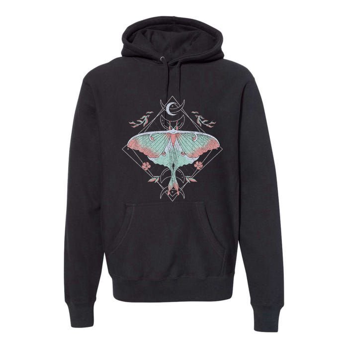 Mysterious Moths With Moon Crescent Gothic Moth Premium Hoodie