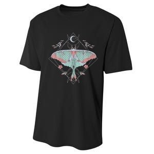 Mysterious Moths With Moon Crescent Gothic Moth Performance Sprint T-Shirt