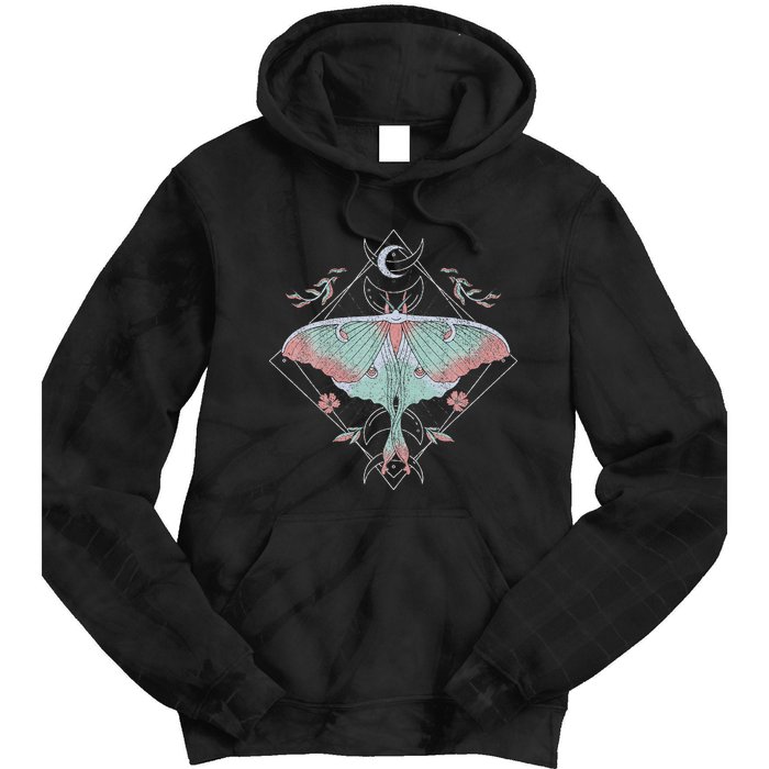 Mysterious Moths With Moon Crescent Gothic Moth Tie Dye Hoodie