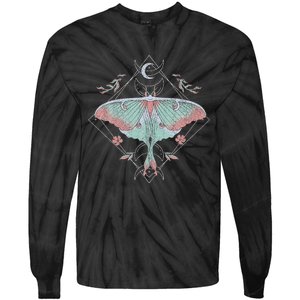 Mysterious Moths With Moon Crescent Gothic Moth Tie-Dye Long Sleeve Shirt