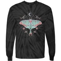 Mysterious Moths With Moon Crescent Gothic Moth Tie-Dye Long Sleeve Shirt