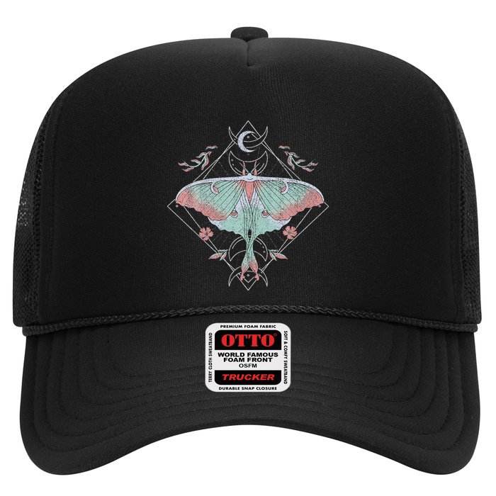 Mysterious Moths With Moon Crescent Gothic Moth Trucker Hat