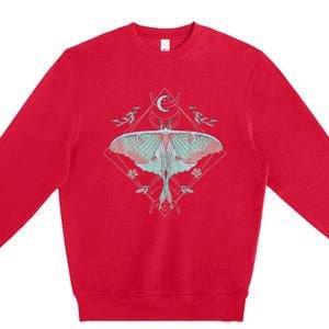 Mysterious Moths With Moon Crescent Gothic Moth Premium Crewneck Sweatshirt