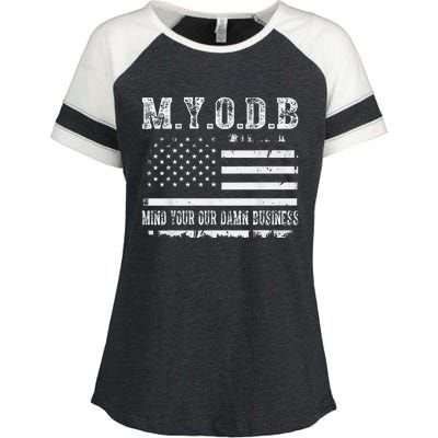 Myodb My Your Our Damn Business Enza Ladies Jersey Colorblock Tee