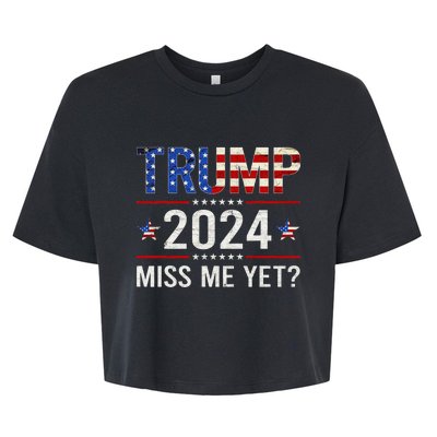 Miss Me Yet Trump 2024 I'll Be Back Patriotic 4th Of July Bella+Canvas Jersey Crop Tee