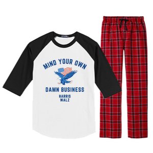 Meidastouch Mind Your Own Damn Business Harris Walz Raglan Sleeve Pajama Set