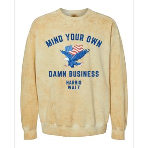 Meidastouch Mind Your Own Damn Business Harris Walz Colorblast Crewneck Sweatshirt