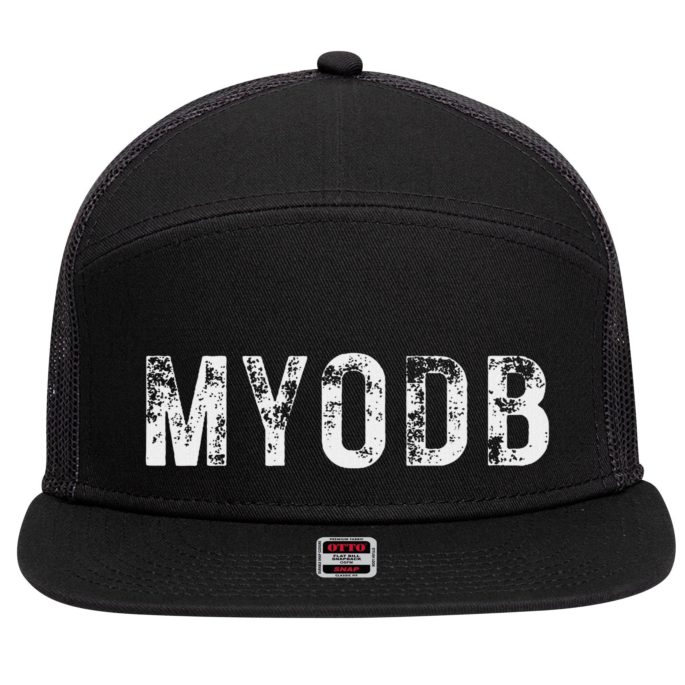 Myodb Mind Your Own Business Funny Political 7 Panel Mesh Trucker Snapback Hat
