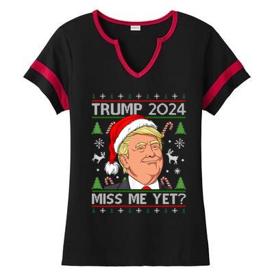 Miss Me Yet Trump 2024 Ugly Christmas Cool Gift Ladies Halftime Notch Neck Tee