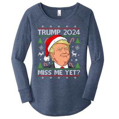 Miss Me Yet Trump 2024 Ugly Christmas Cool Gift Women's Perfect Tri Tunic Long Sleeve Shirt