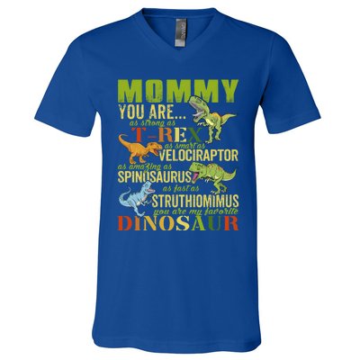 Mommysaurus Mommy You Are As Strong As T Rex Funny Dinosaur Gift V-Neck T-Shirt