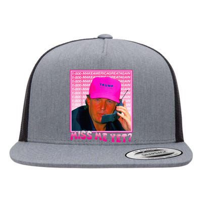 Miss Me Yet Donald Trump 2024 Holding Phone Call Pink Flat Bill Trucker Hat