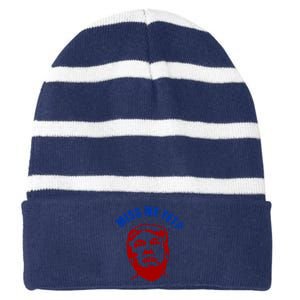 Miss Me Yet? Funny Pro Trump Anti Biden Striped Beanie with Solid Band