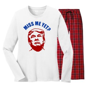 Miss Me Yet? Funny Pro Trump Anti Biden Women's Long Sleeve Flannel Pajama Set 