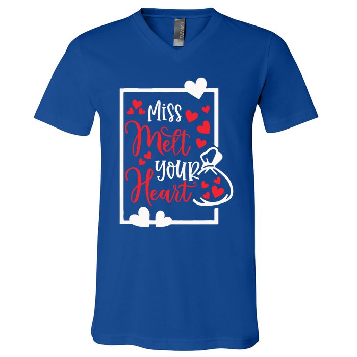 Miss Melt Your Heart Cute Valentine's Day Funny Funny Gift V-Neck T-Shirt