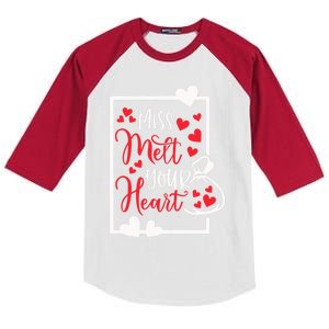 Miss Melt Your Heart Cute Valentine's Day Funny Funny Gift Kids Colorblock Raglan Jersey