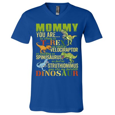 Mommysaurus Mommy You Are As Strong As T Rex Funny Dinosaur Funny Gift V-Neck T-Shirt