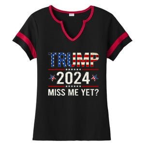 Miss Me Yet Trump 2024 I'll Be Back Patriotic 4th Of July Ladies Halftime Notch Neck Tee