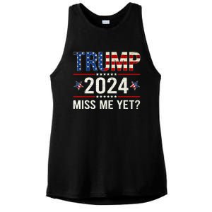 Miss Me Yet Trump 2024 I'll Be Back Patriotic 4th Of July Ladies PosiCharge Tri-Blend Wicking Tank