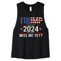 Miss Me Yet Trump 2024 I'll Be Back Patriotic 4th Of July Women's Racerback Cropped Tank