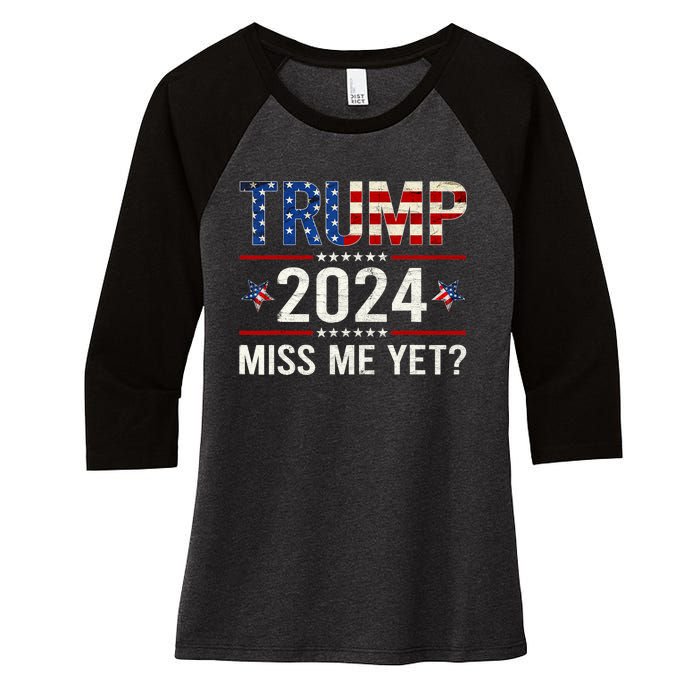 Miss Me Yet Trump 2024 I'll Be Back Patriotic 4th Of July Women's Tri-Blend 3/4-Sleeve Raglan Shirt