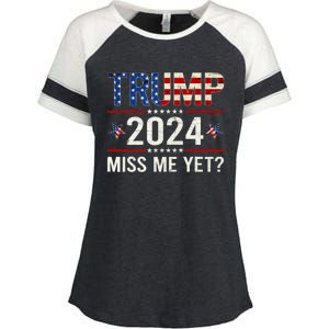 Miss Me Yet Trump 2024 I'll Be Back Patriotic 4th Of July Enza Ladies Jersey Colorblock Tee