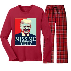 Miss Me Yet Donald Trump 45th President Trump Women's Long Sleeve Flannel Pajama Set 