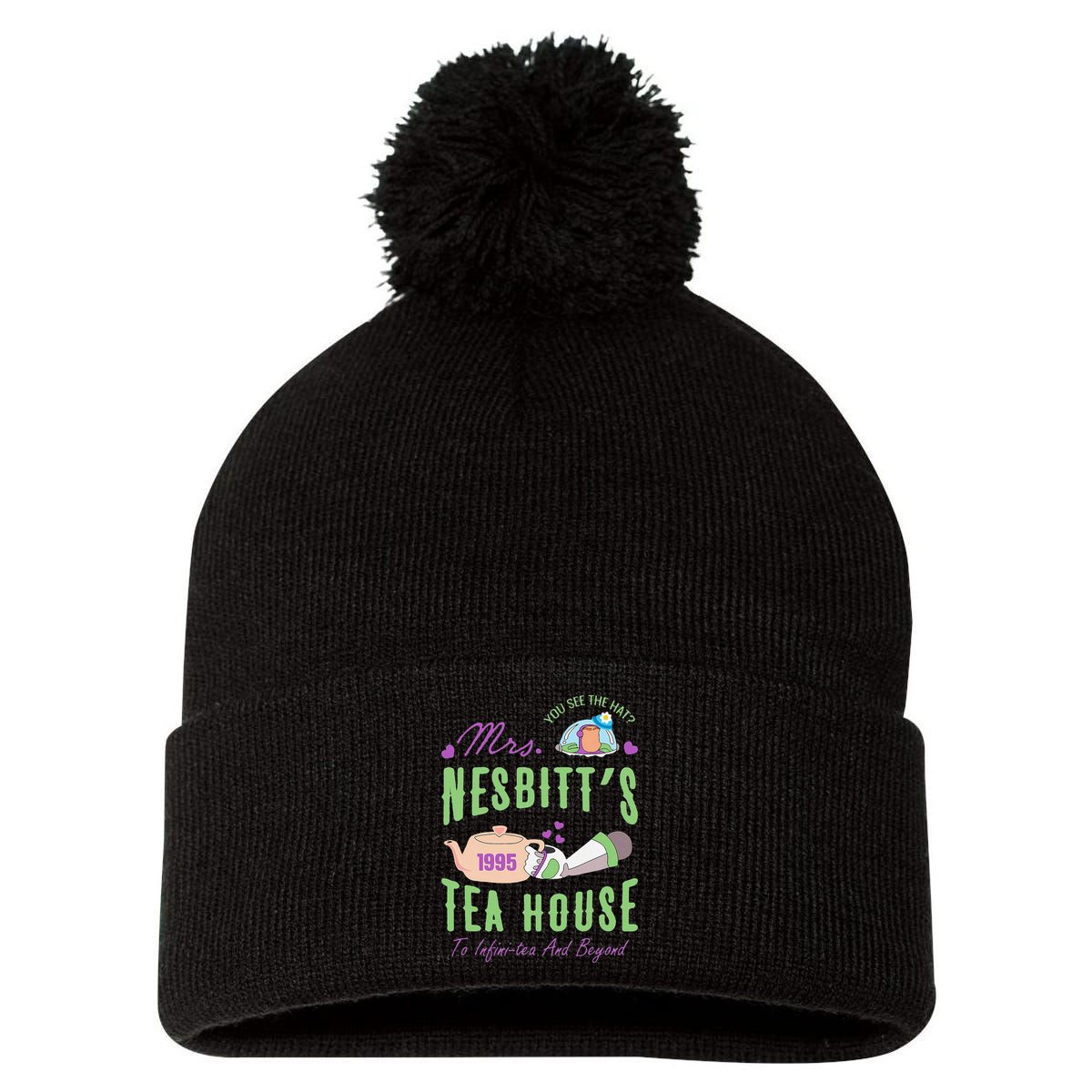 Mrs NesbitS 1995 Tea House Infinitea And Beyond Pom Pom 12in Knit Beanie