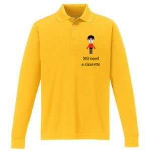 Mii Need A Cigarette Funny Wii Performance Long Sleeve Polo