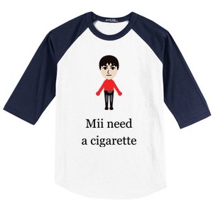 Mii Need A Cigarette Funny Wii Baseball Sleeve Shirt