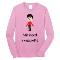 Mii Need A Cigarette Funny Wii Long Sleeve Shirt