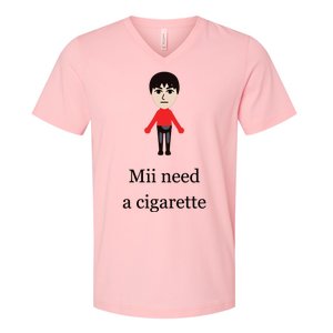 Mii Need A Cigarette Funny Wii V-Neck T-Shirt