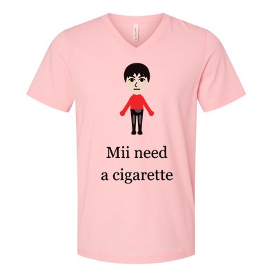 Mii Need A Cigarette Funny Wii V-Neck T-Shirt