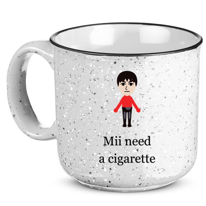 Mii Need A Cigarette Funny Wii 15oz Campfire Ceramic Mug