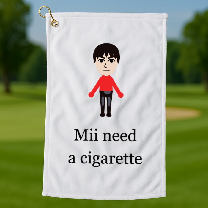 Mii Need A Cigarette Funny Wii Golf Towel
