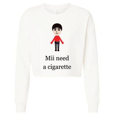 Mii Need A Cigarette Funny Wii Cropped Pullover Crew
