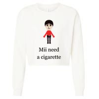 Mii Need A Cigarette Funny Wii Cropped Pullover Crew