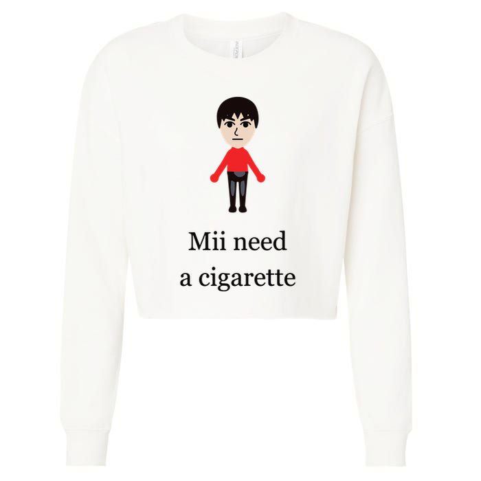 Mii Need A Cigarette Funny Wii Cropped Pullover Crew